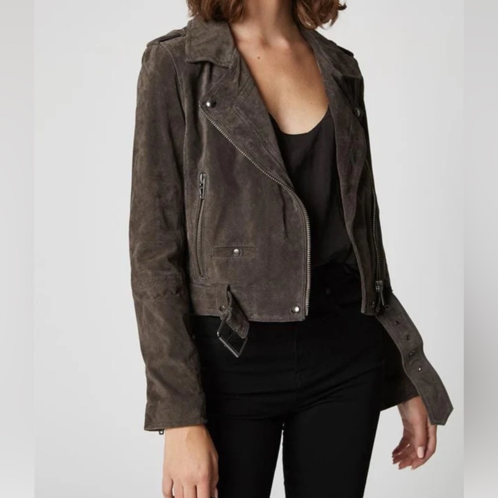 Blank NYC suede jacket key in dark grey